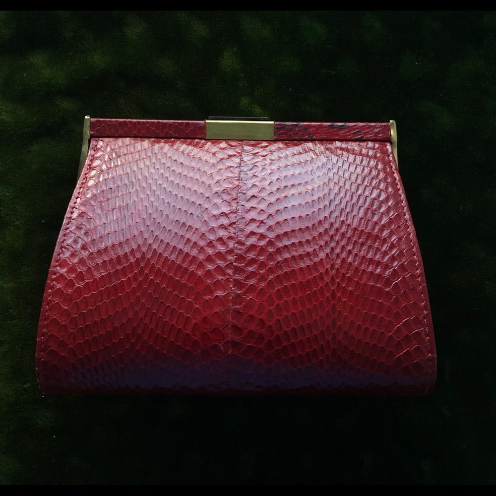 NWOT Vintage, red leather clutch.